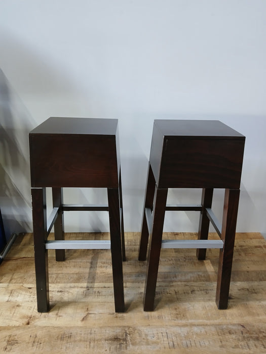 Hutten design barkruk, set van 2, bruin / hout, 29 x 39 x 81 cm