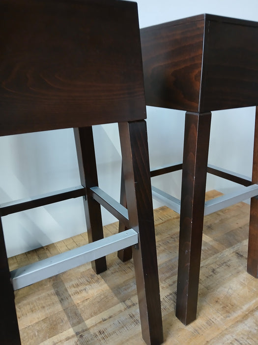 Hutten design barkruk, set van 2, bruin / hout, 29 x 39 x 81 cm