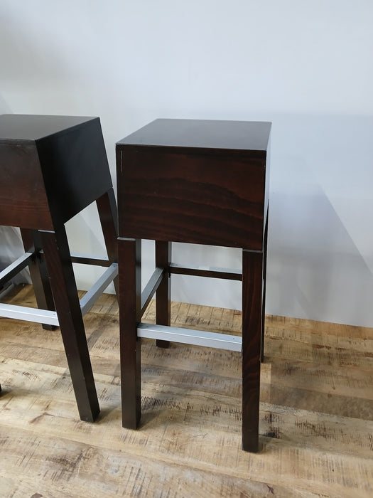 Hutten design barkruk, set van 2, bruin / hout, 29 x 39 x 81 cm