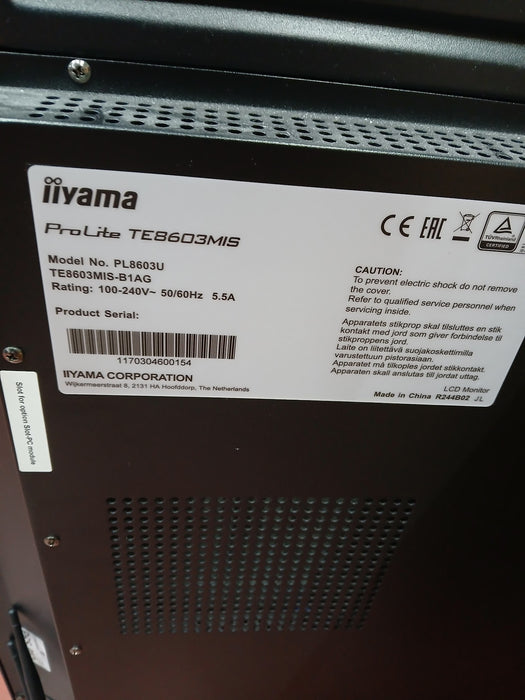 iiYama Prolite TE8603MIS touch screen, zwart, 86 inch