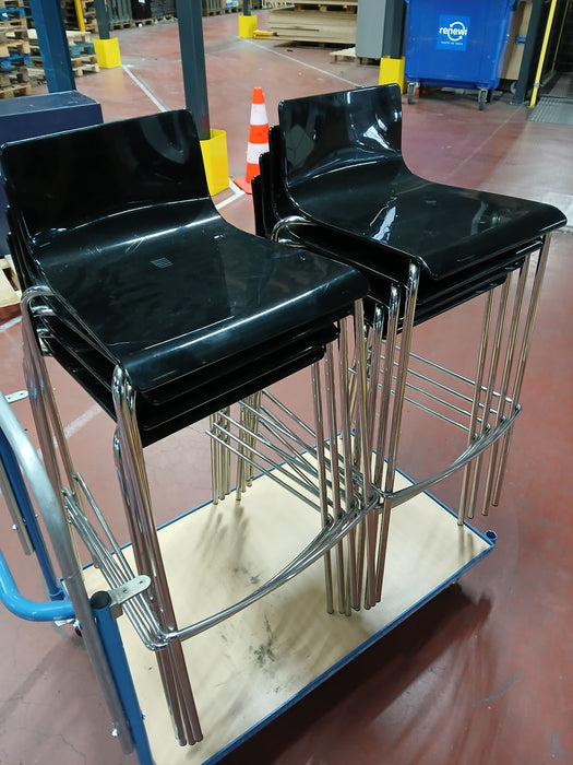 Sintesi design barkrukken (set van 8 stuks), zwart, 46 x 37 x 80 cm