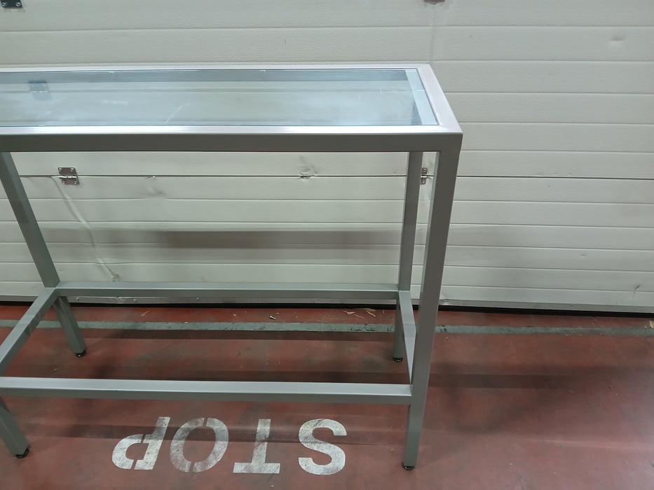 Tafel met glazen bovenblad, staal/grijs, 147 x 47 x 110 cm