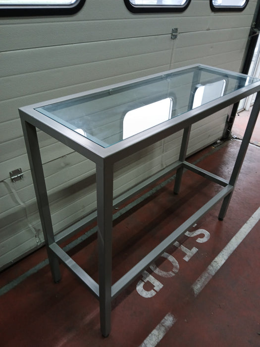 Tafel met glazen bovenblad, staal/grijs, 147 x 47 x 110 cm