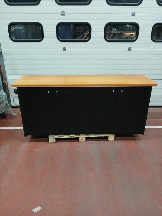 Dressoir, zwart / gelakt multiplex blad, 190 x 53 x 80 cm