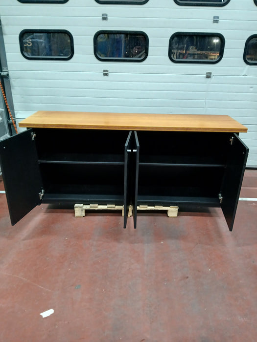 Dressoir, zwart / gelakt multiplex blad, 190 x 53 x 80 cm