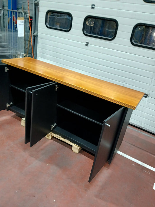 Dressoir, zwart / gelakt multiplex blad, 190 x 53 x 80 cm