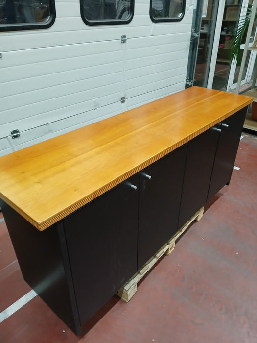 Dressoir, zwart / gelakt multiplex blad, 190 x 53 x 80 cm