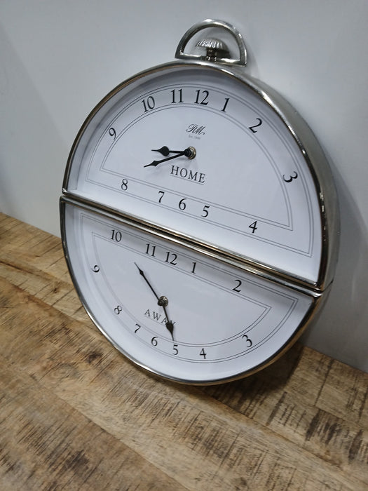 Riviera Maison Brooklyn wandklok, chroom / wit, diam. 35 cm