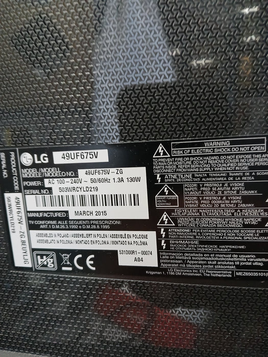 LG 49UF675V tv op standaard, zwart, 49 inch
