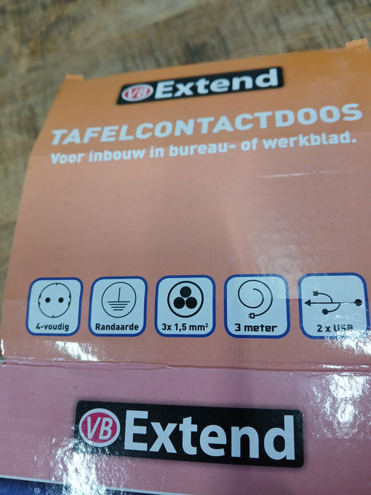 VB Extend 61075 tafel contactdoos, zilver
