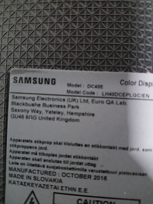 Samsung DC40Etelevisie, zwart, 40 inch