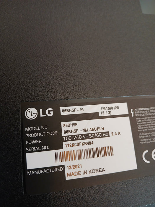 LG 86BH5F-M beeldkrant / monitor, zwart, 86 inch