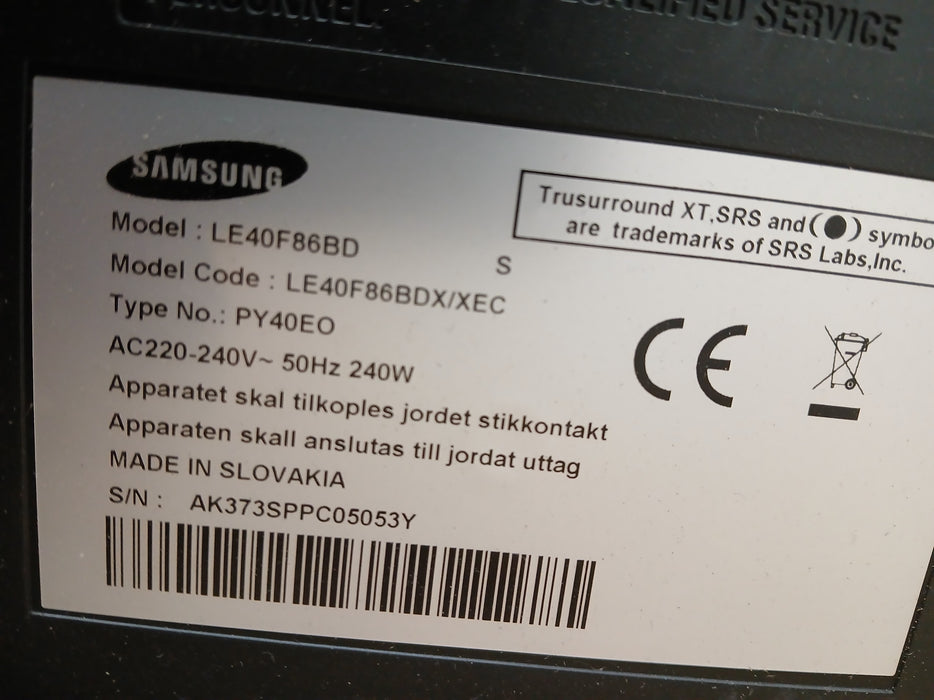 Samsung LE40F86BD tv, zwart, 40 inch