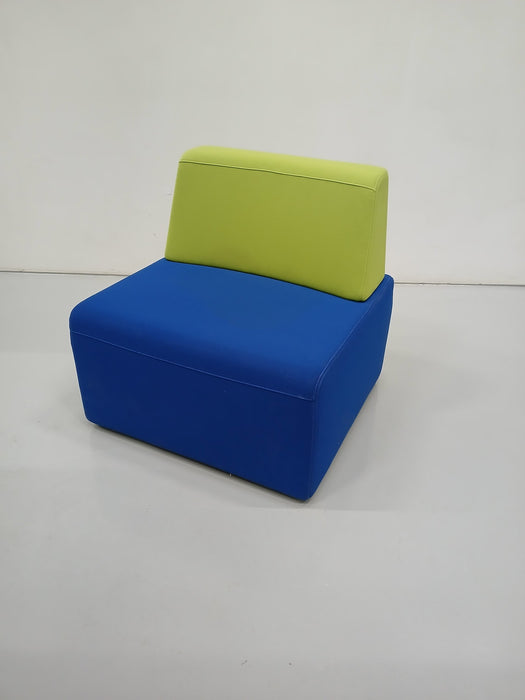 Steelcase Cube lounge stoel, blauw/groen, 80 x 43,5 x 80 cm