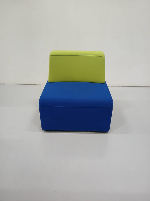 Steelcase Cube lounge stoel, blauw/groen, 80 x 43,5 x 80 cm