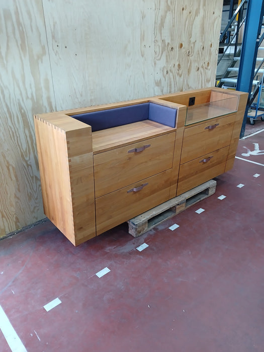 Eiken dressoir Girona, , 3 lades, B x D x H 213 x 44 x 91 cm