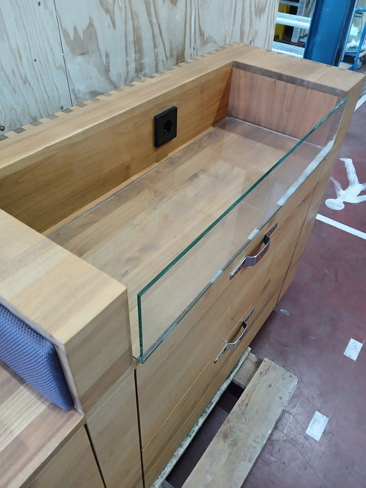 Eiken dressoir Girona, , 3 lades, B x D x H 213 x 44 x 91 cm