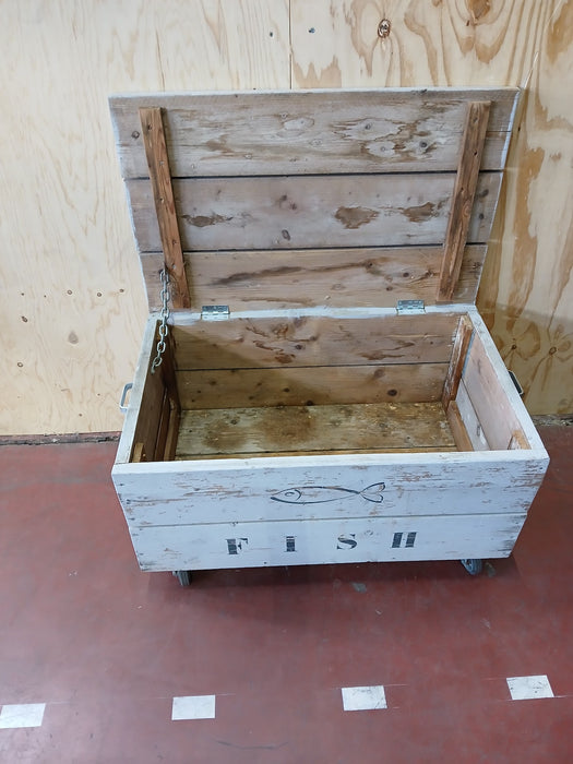 Klepkist "Fish", verrijdbaar, grijs grenen, 95 x 60 x 53 cm