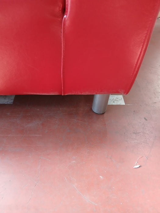 2,5 zitbank, rood leder, 180 x 85 x 66 cm