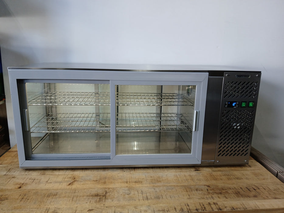 Topcold Pearl 130 koelvitrine, RVS/glas, 131 x 51 x 50 cm