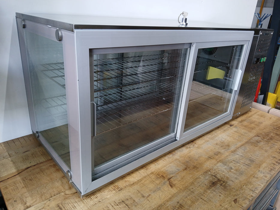 Topcold Pearl 130 koelvitrine, RVS/glas, 131 x 51 x 50 cm