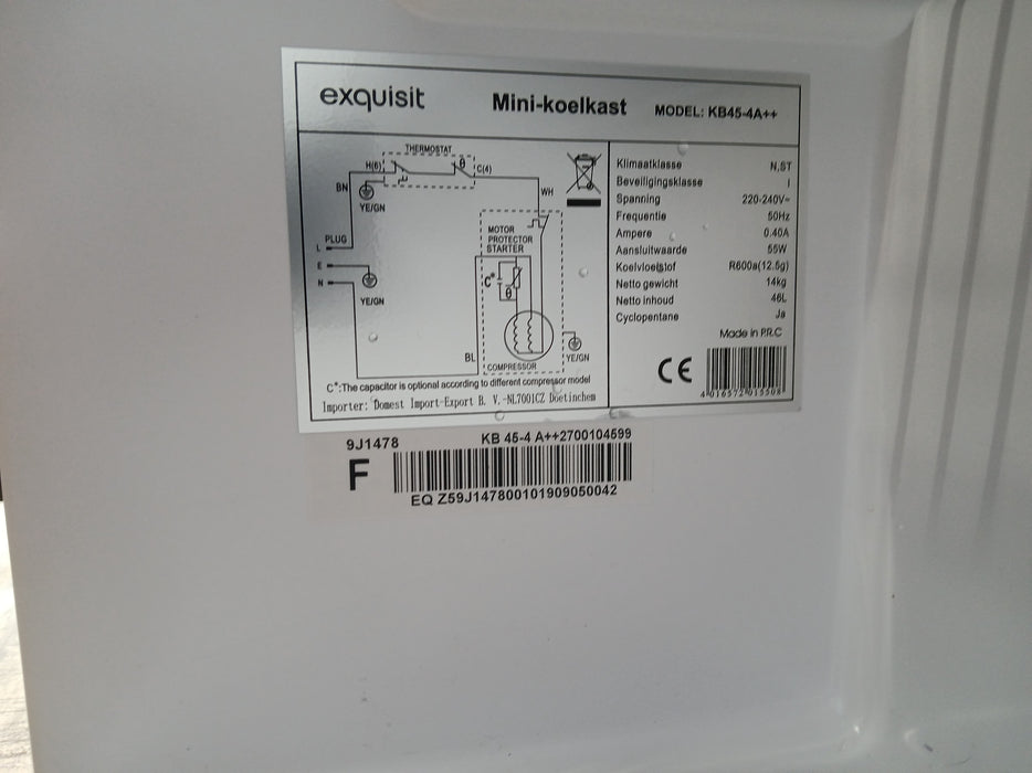Exquisit KB45-4A++ koelkast met vriesvak, 44 x 47 x 51 cm