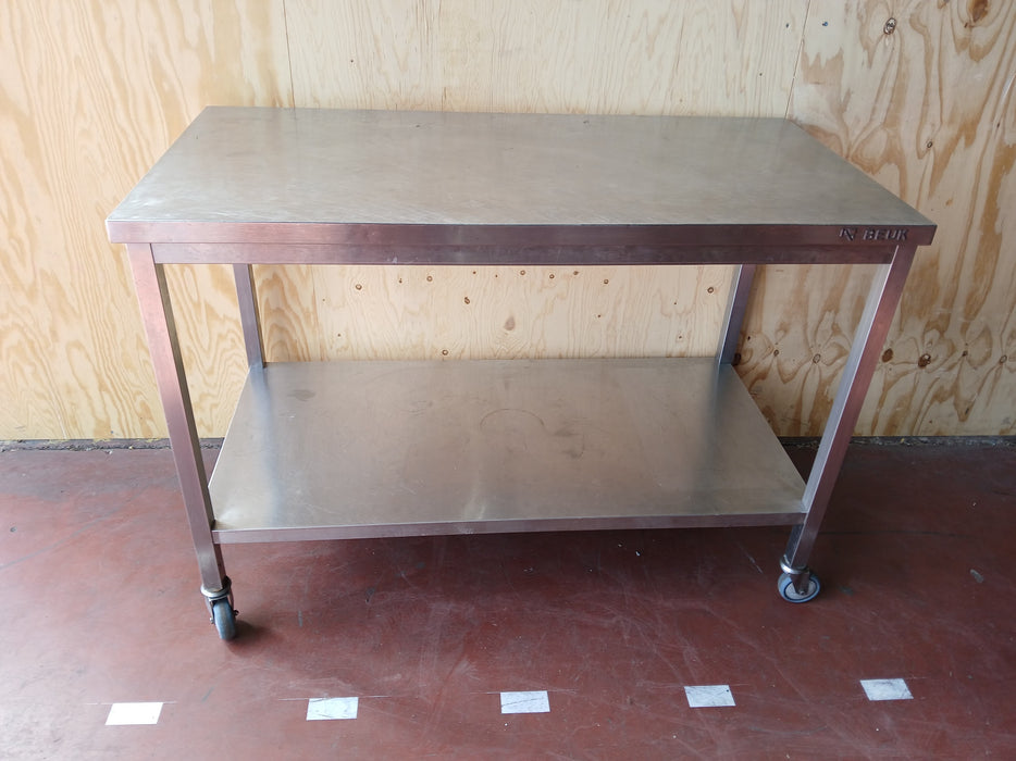 Beuk Horeca Verrijdbare Werktafel, RVS, B x D x H 140 x 70 x 99 cm