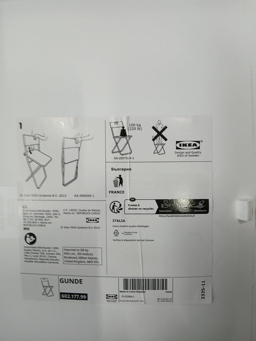 IKEA Gunde klapstoelen (6 st.), wit, 45 x 50 x 78 cm