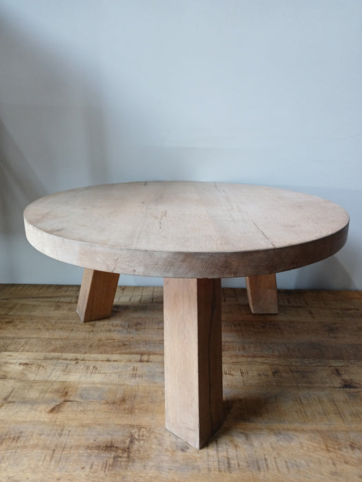 Massief eiken salontafel, Diameter 80 cm, hoogte 41 cm