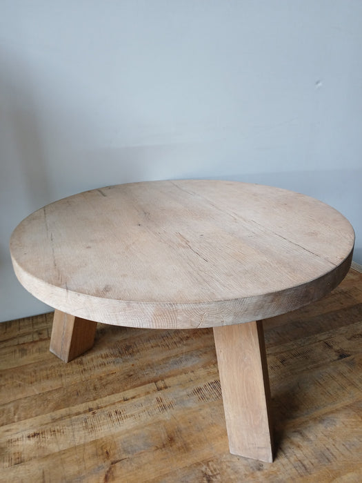 Massief eiken salontafel, Diameter 80 cm, hoogte 41 cm