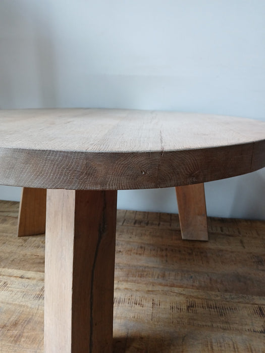 Massief eiken salontafel, Diameter 80 cm, hoogte 41 cm