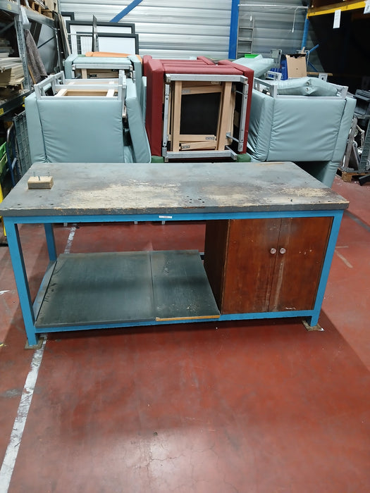 Werkbank, staal / hout, B x D x H 190 x 90 x 90 cm