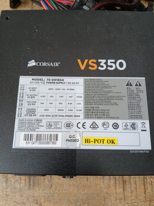 Corsair VS350 voeding, zwart, ongebruikt in de verpakking