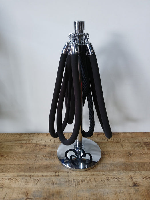 Chique afzetpaal, zwart koord, chroom, dia. x H 32 x 96 cm