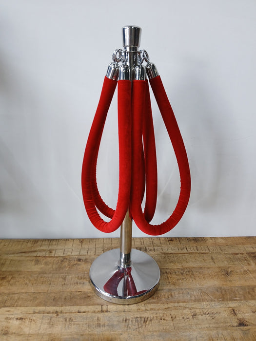 Chique afzetpaal, rood koord, chroom, dia. x H 32 x 96 cm