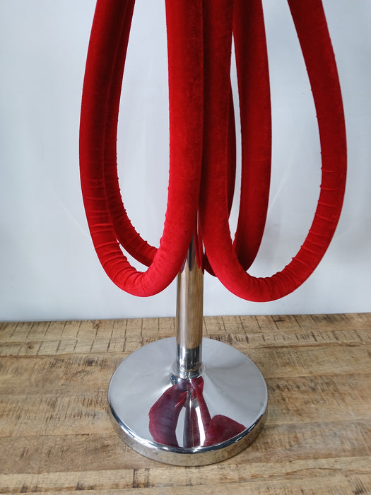 Chique afzetpaal, rood koord, chroom, dia. x H 32 x 96 cm