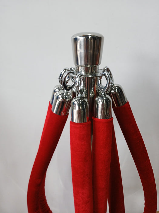 Chique afzetpaal, rood koord, chroom, dia. x H 32 x 96 cm