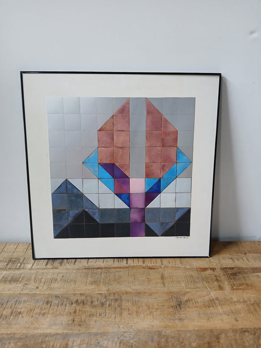 Abstract wandreliëf Gunther Koch, emaille, 60 x 60 cm