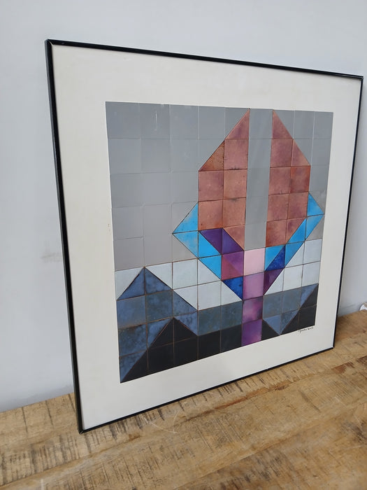 Abstract wandreliëf Gunther Koch, emaille, 60 x 60 cm