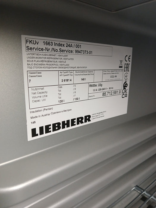 Liebherr FKUv 1663 Premium koelkast, RVS, 60 x 61.5 x 83 cm