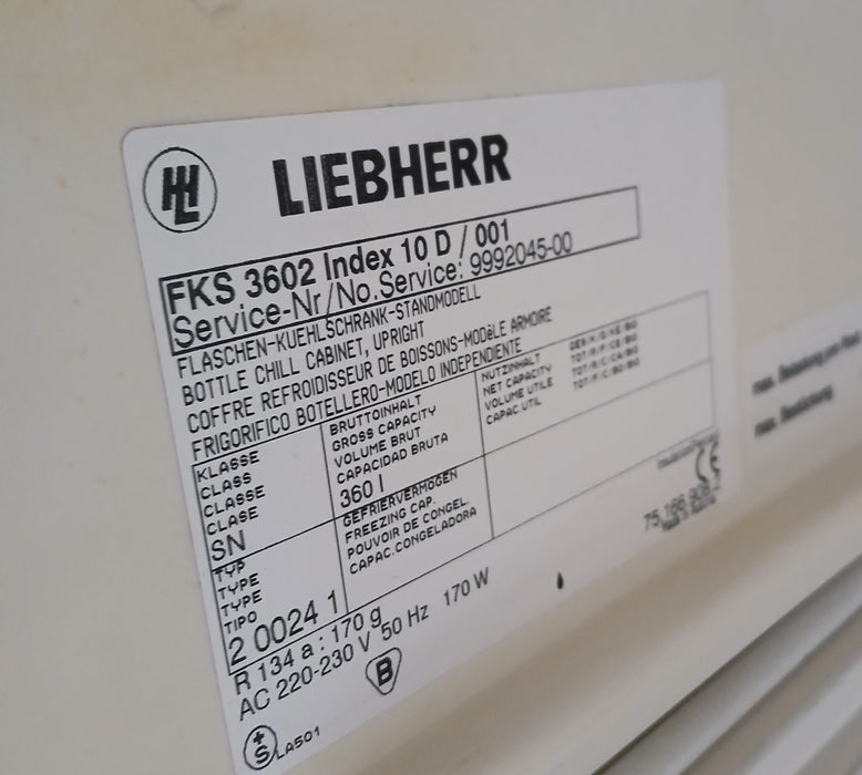 Liebherr FKS 3602 koelkast, wit/glas deur, 60 x 60 x 159 cm