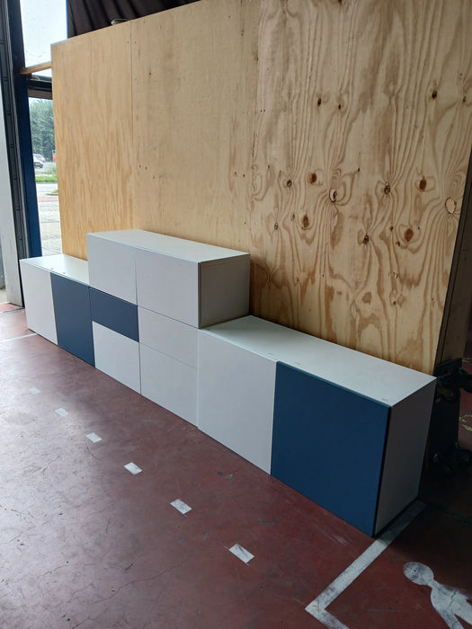 IKEA BESTÅ set kastcombinatie, blauw / wit