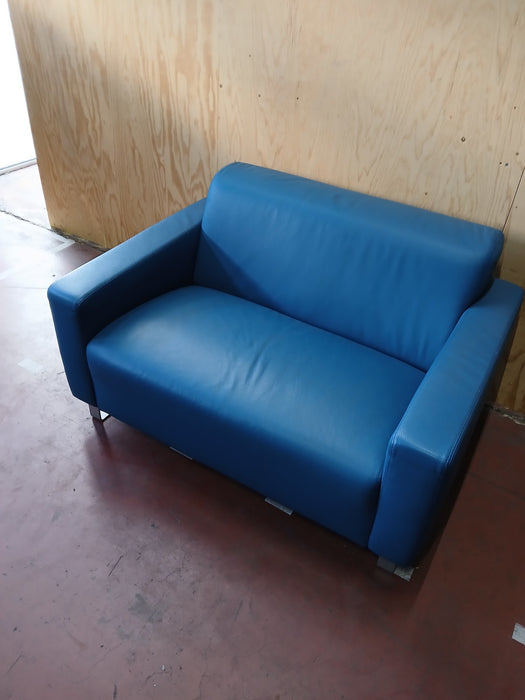 L'ancora love seat (2-zits), petrol blauw ecoleder, 128 x 92 x 75 cm