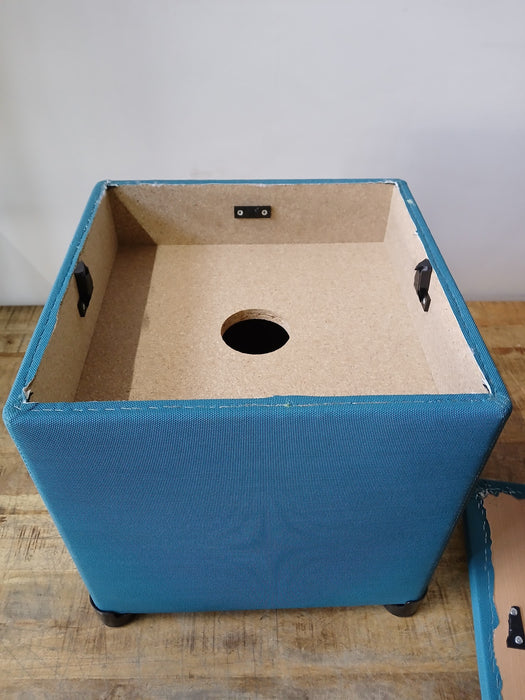Hocker, stof petrol blauw, B x D x H 40 x 40 x 44 cm
