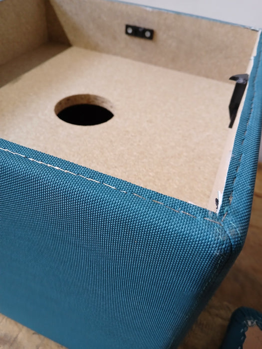 Hocker, stof petrol blauw, B x D x H 40 x 40 x 44 cm