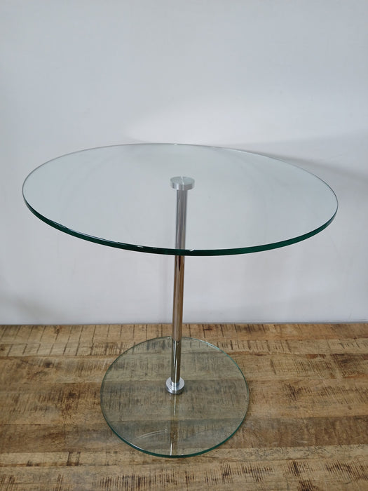 Bijzettafel, glas / chroom, Dia x H 60 x 60 cm, voet 40 cm