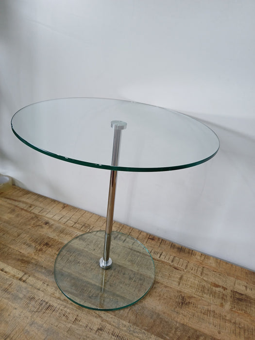 Bijzettafel, glas / chroom, Dia x H 60 x 60 cm, voet 40 cm