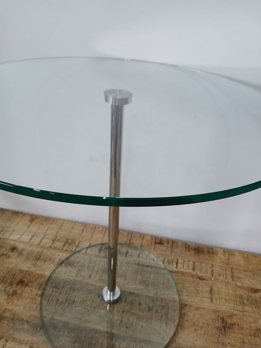 Bijzettafel, glas / chroom, Dia x H 60 x 60 cm, voet 40 cm