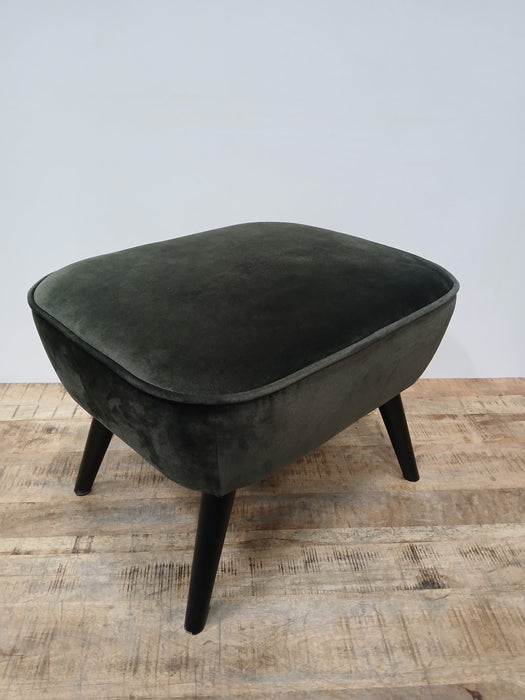 Wooon Sara hocker/poef, Velvet groen, 41 x 56 x 36 cm