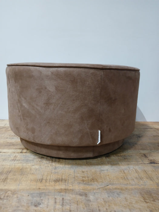 VTwonen hocker / poef, cognac ecoleer, Dia. x H 60 x 36 cm